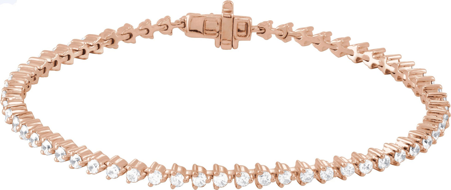 3 Ctw Lab-Grown Diamond Line Bracelet - Rose Gold - Lab Grown Diamond