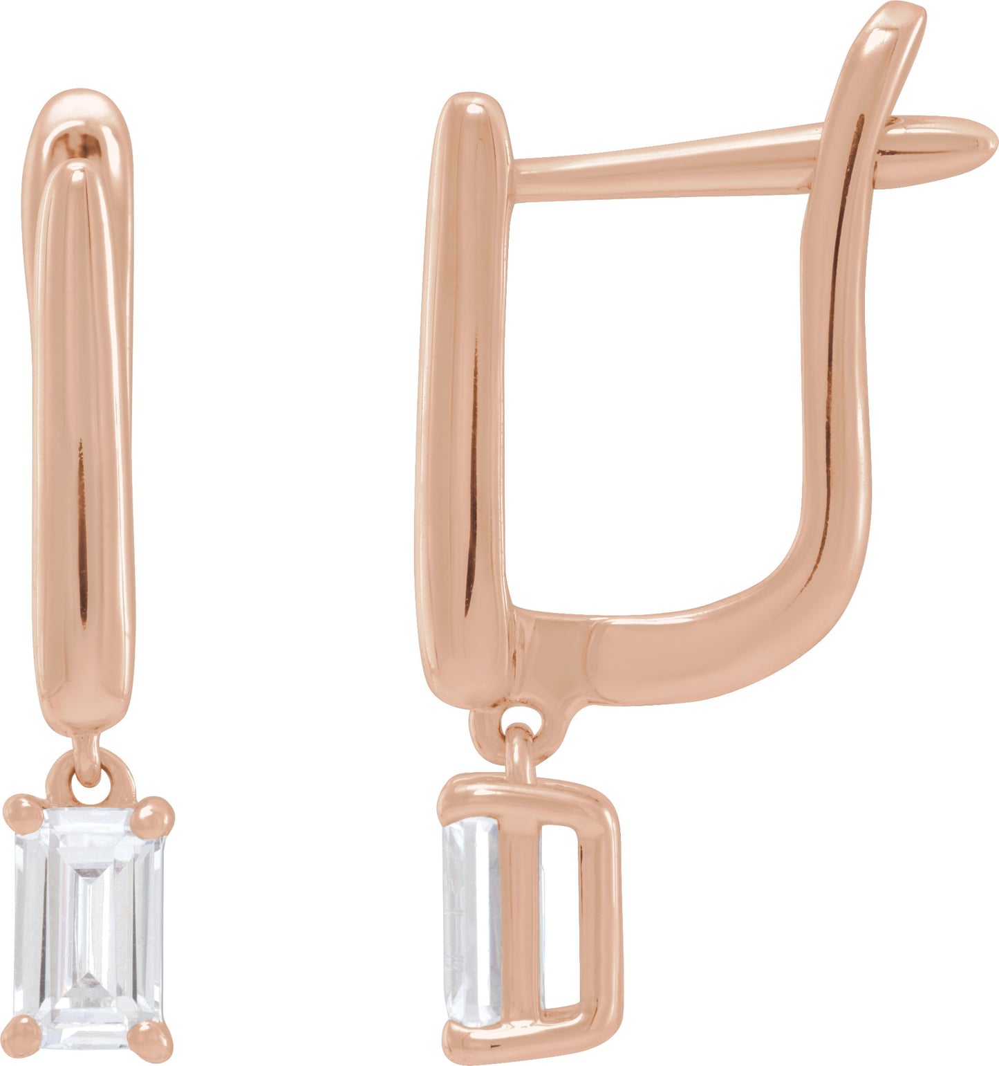 3/4 Ctw Emerald Lab-Grown Diamond Earrings - Rose Gold - Lab Grown Diamond