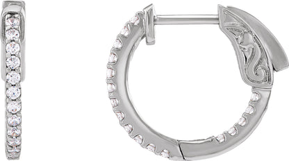 2 Ctw Lab-Grown Diamond Inside-Outside Hinged Hoop Earrings
