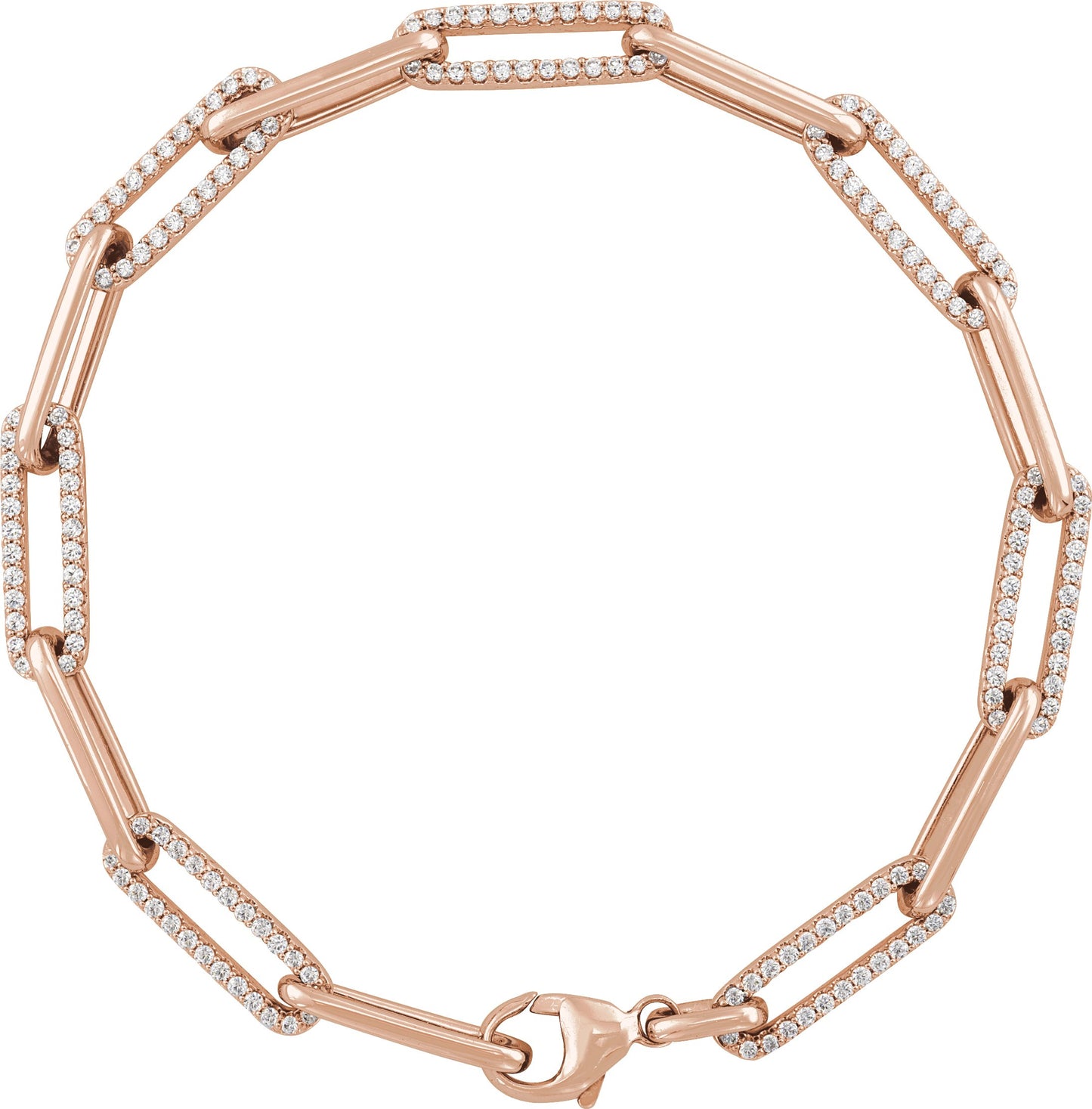 1 Ctw Lab-Grown Diamond Link Bracelet - Rose Gold - Lab Grown Diamond