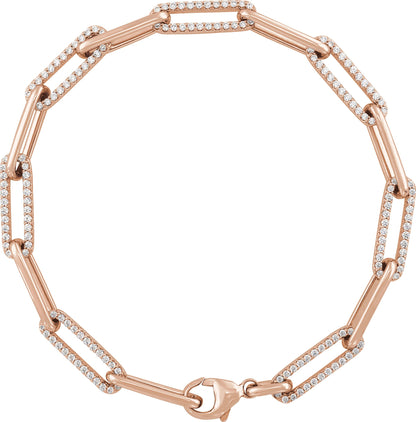1 Ctw Lab-Grown Diamond Link Bracelet - Rose Gold - Lab Grown Diamond
