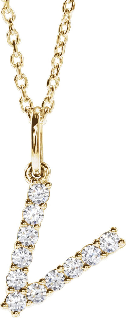 1/5 Ctw Lab-Grown Diamond Initial Necklace - Lab Grown Diamond