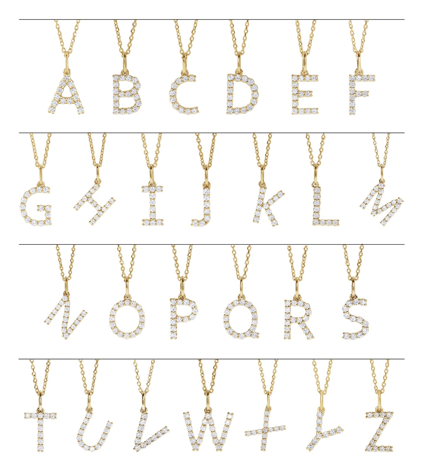 1/5 Ctw Lab-Grown Diamond Initial Necklace - Yellow Gold - Lab Grown Diamond