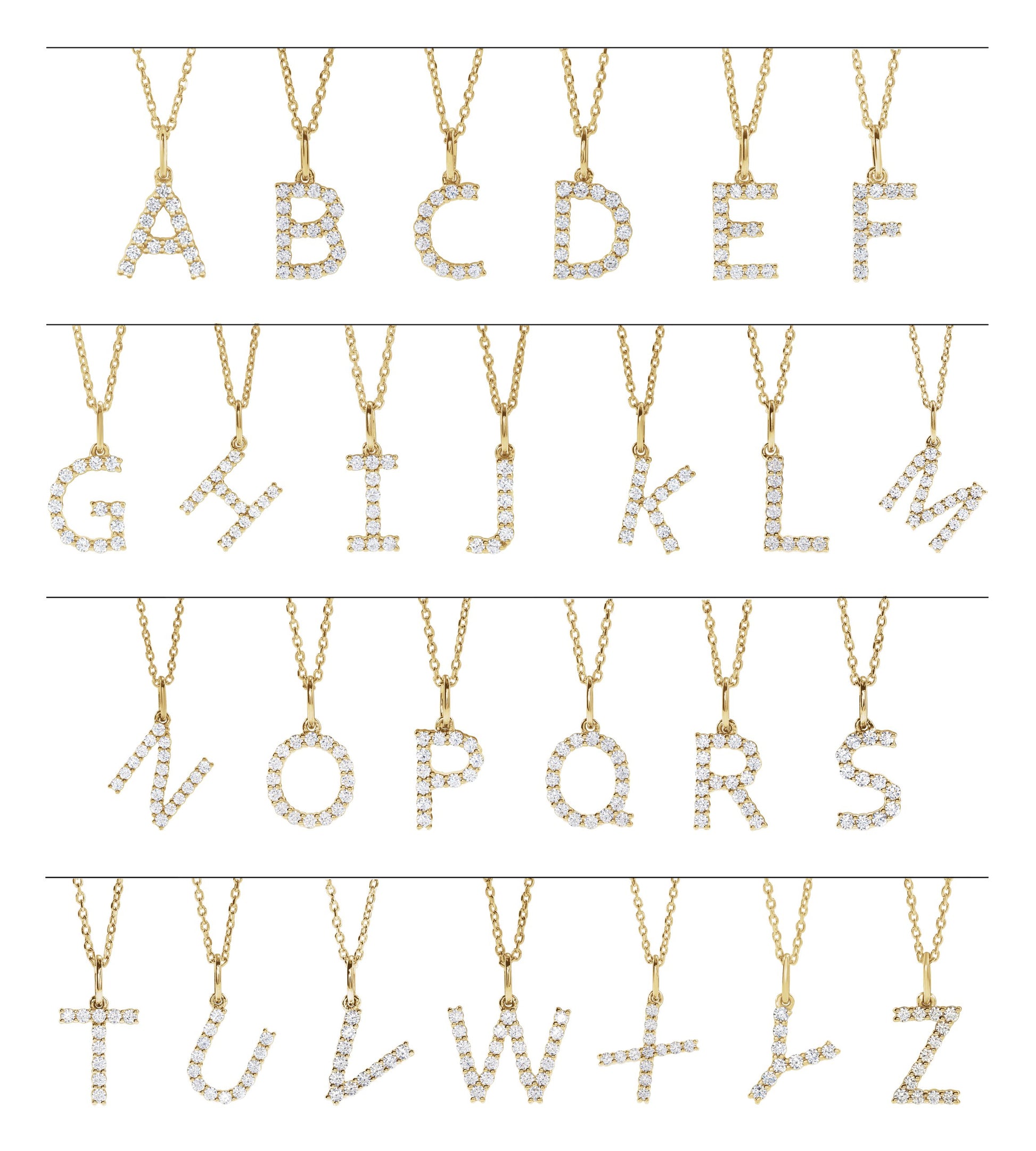 1/6 Ctw Lab-Grown Diamond Initial Necklace - Yellow Gold - Lab Grown Diamond