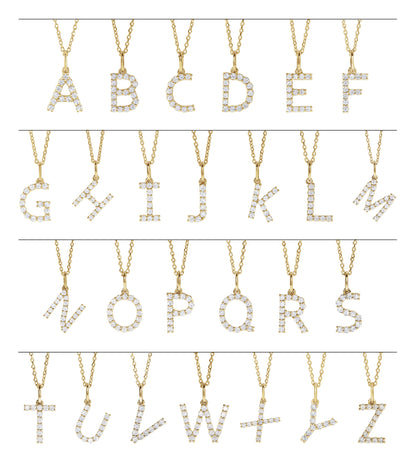 1/6 Ctw Lab-Grown Diamond Initial Necklace - Yellow Gold - Lab Grown Diamond