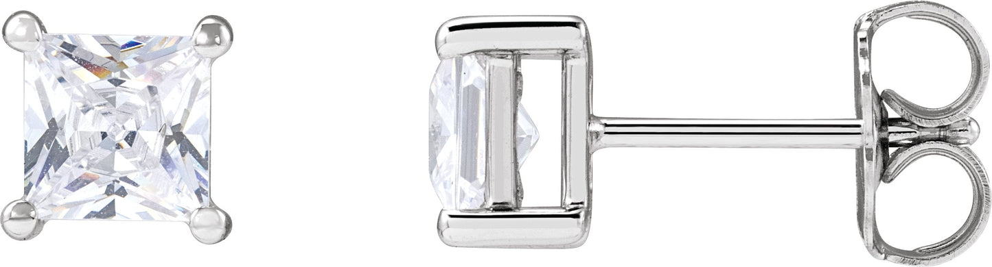 1 Ctw Lab-Grown Diamond Square 4 Prong Earring