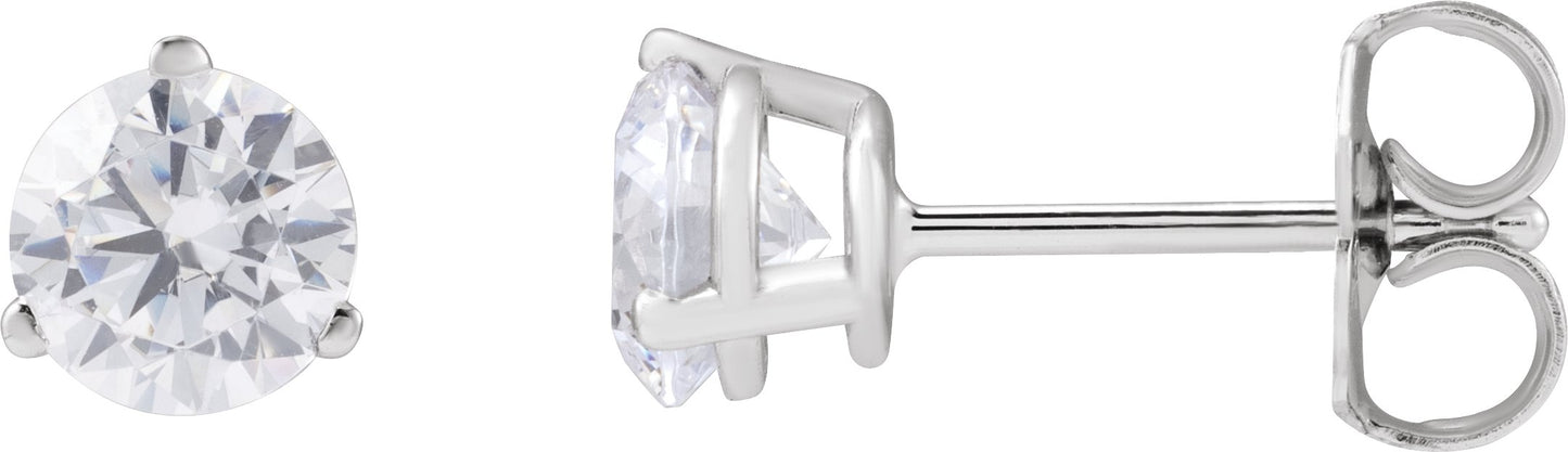 1 Ctw Lab-Grown Diamond 3-Prong Basket Style Stud Earrings