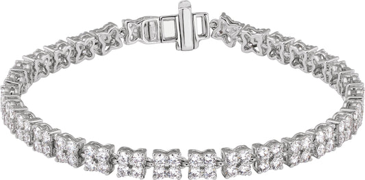 5 1/3 Ctw Lab-Grown Diamond Cluster Line Bracelet