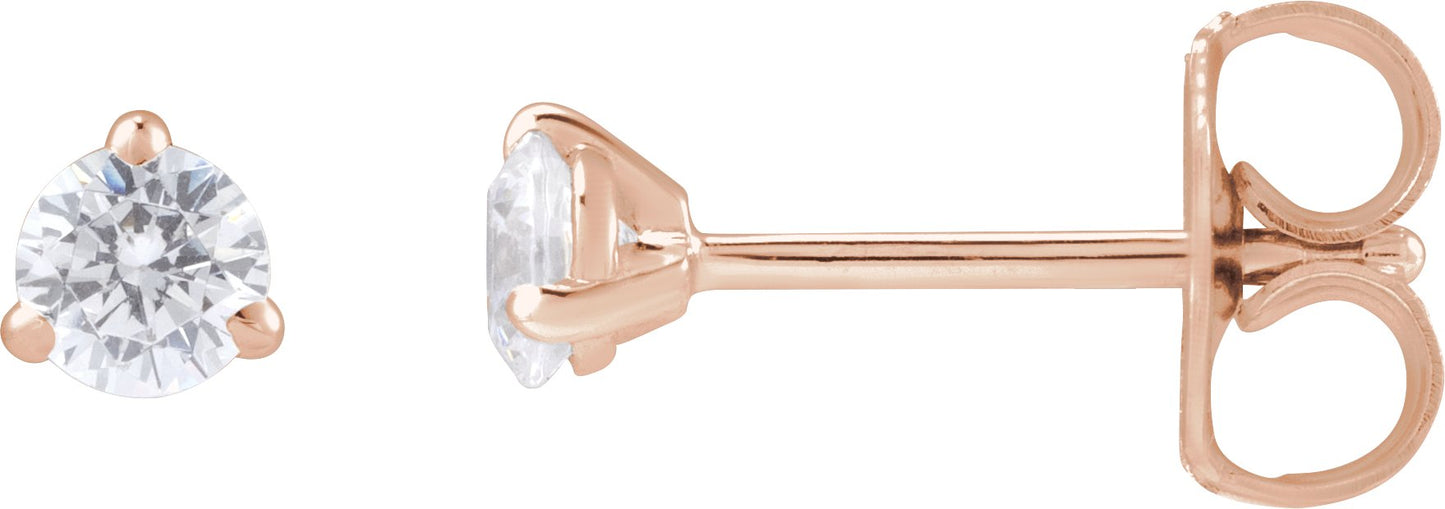 1/4 Ctw Lab-Grown Diamond 3-Prong Claw Cocktail Style Stud Earrings - Rose Gold - Lab Grown Diamond