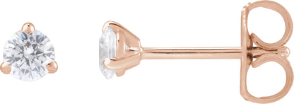 1/4 Ctw Lab-Grown Diamond 3-Prong Claw Cocktail Style Stud Earrings - Rose Gold - Lab Grown Diamond