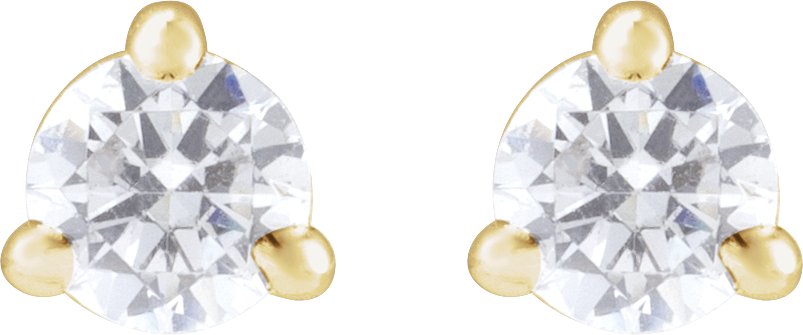 1/5 Ctw Lab-Grown Diamond 3-Prong Claw Cocktail Style Stud Earrings - Yellow Gold - Lab Grown Diamond