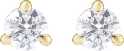 1/4 Ctw Lab-Grown Diamond 3-Prong Claw Cocktail Style Stud Earrings - Yellow Gold - Lab Grown Diamond