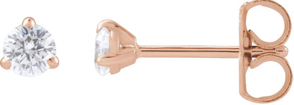 1/5 Ctw Lab-Grown Diamond 3-Prong Claw Cocktail Style Stud Earrings - Rose Gold - Lab Grown Diamond
