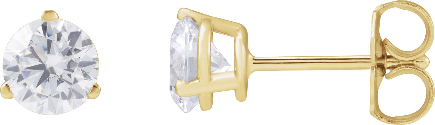 1 Ctw Lab-Grown Diamond 3-Prong Basket Style Stud Earrings - Lab Grown Diamond