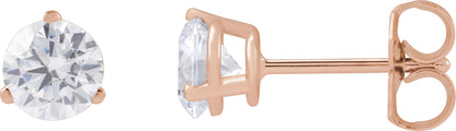1 Ctw Lab-Grown Diamond 3-Prong Basket Style Stud Earrings - Rose Gold - Lab Grown Diamond