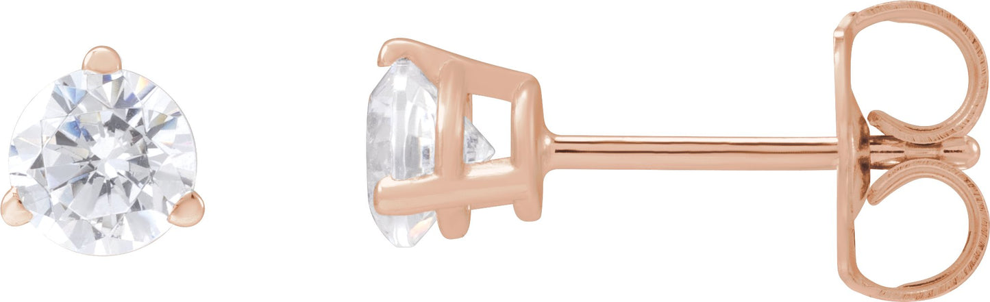 1/2 Ctw Lab-Grown Diamond 3-Prong Basket Style Stud Earrings - Rose Gold - Lab Grown Diamond