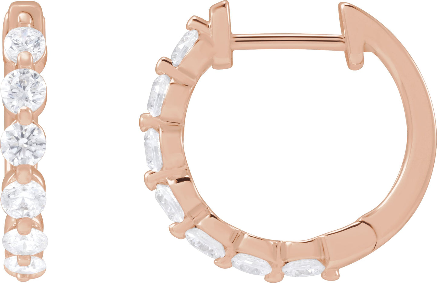 3/4 Ctw Lab-Grown Diamond Hoop Earrings - Rose Gold - Lab Grown Diamond