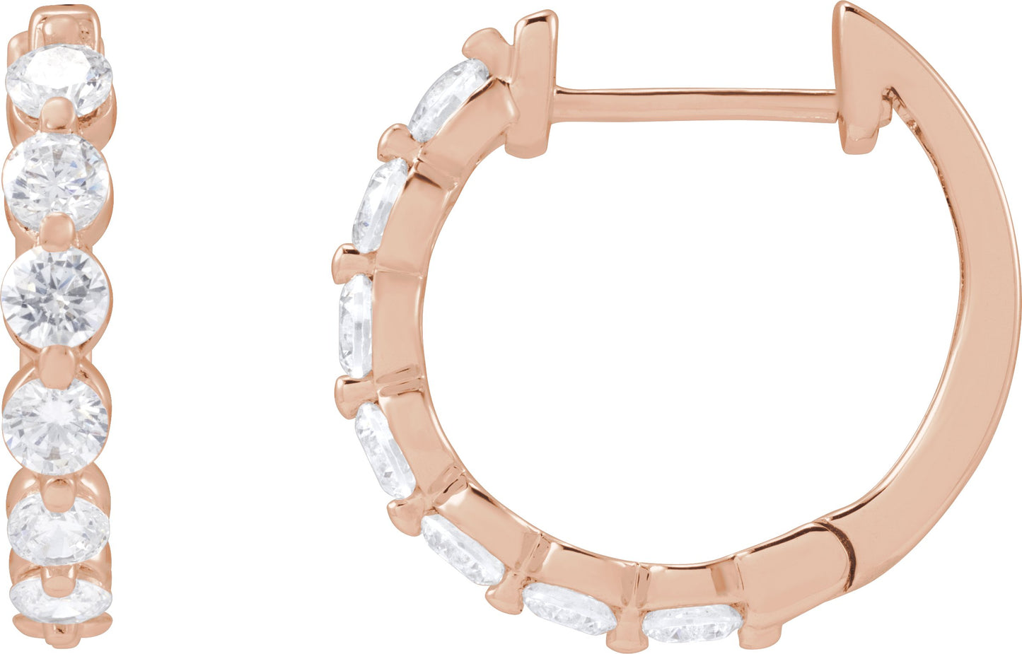 1 Ctw Lab-Grown Diamond Hoop Earrings - Rose Gold - Lab Grown Diamond