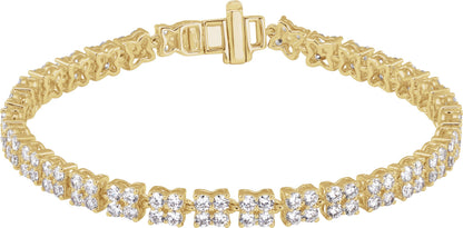 5 1/3 Ctw Lab-Grown Diamond Cluster Line Bracelet - Lab Grown Diamond