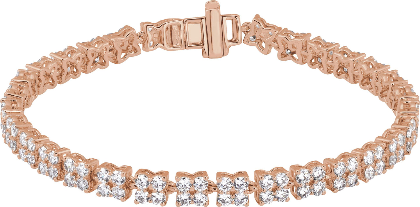 5 1/3 Ctw Lab-Grown Diamond Cluster Line Bracelet - Rose Gold - Lab Grown Diamond