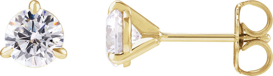 1 Ctw Lab-Grown Diamond 3-Prong Claw Cocktail Style Stud Earrings - Lab Grown Diamond