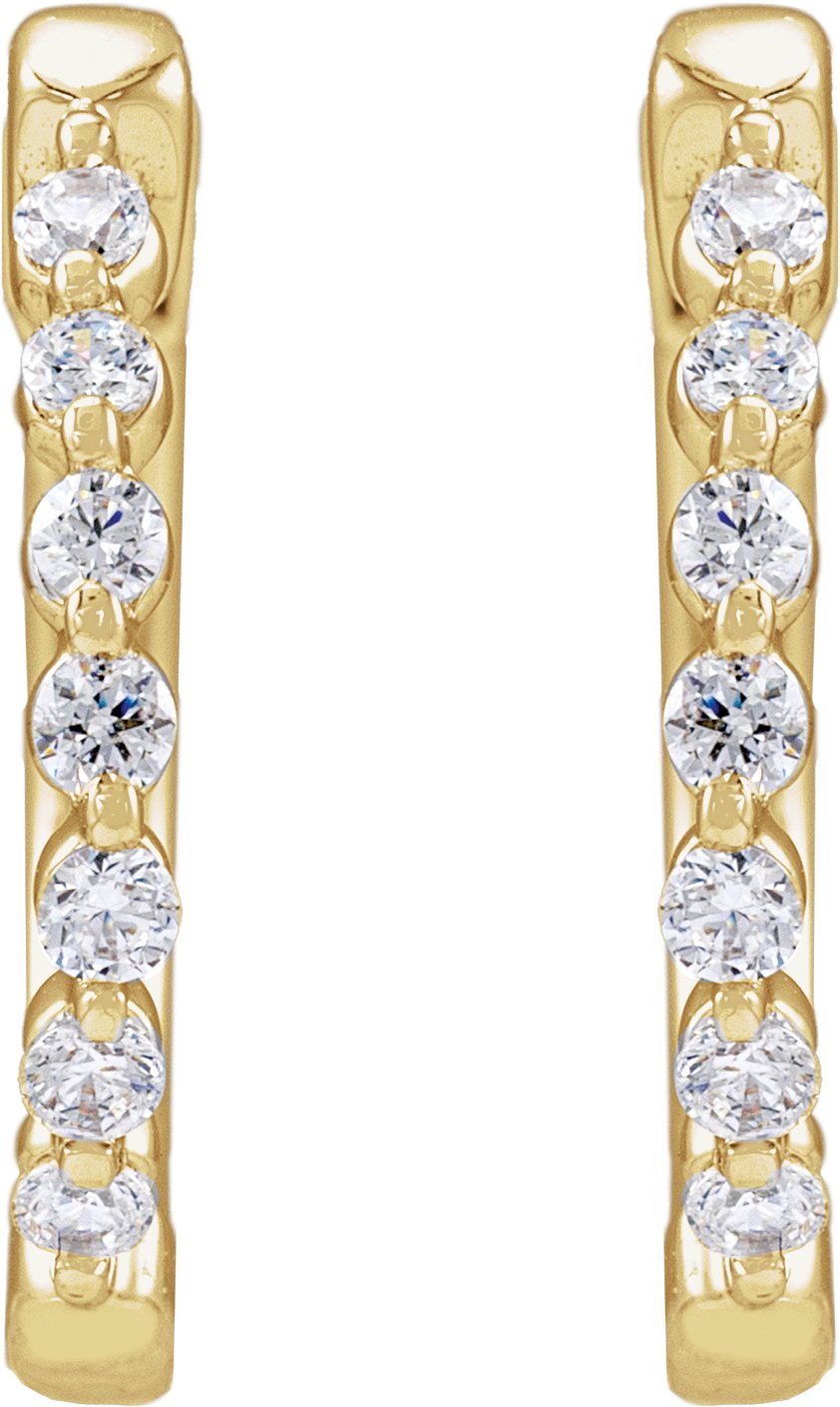 1/2 Ctw Lab-Grown Diamond Hoop Earrings - Yellow Gold - Lab Grown Diamond