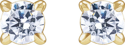 1 Ctw Lab-Grown Diamond 4-Prong Claw Cocktail Style Stud Earrings - Yellow Gold - Lab Grown Diamond