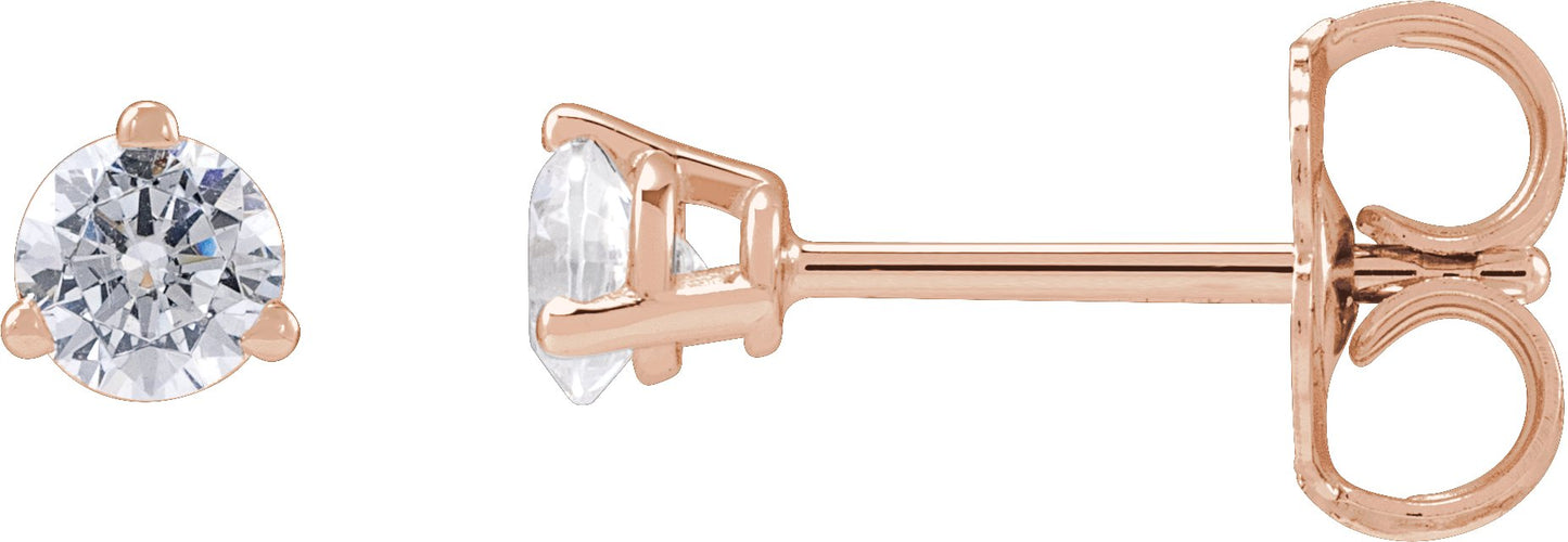 1/4 Ctw Lab-Grown Diamond 3-Prong Basket Style Stud Earrings - Rose Gold - Lab Grown Diamond