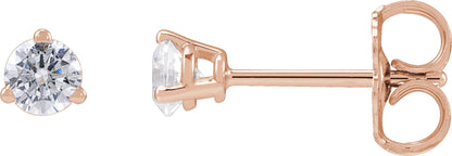 1/4 Ctw Lab-Grown Diamond 3-Prong Basket Style Stud Earrings - Rose Gold - Lab Grown Diamond
