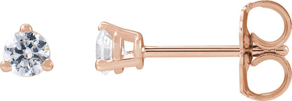 1/5 Ctw Lab-Grown Diamond 3-Prong Basket Style Stud Earrings - Rose Gold - Lab Grown Diamond