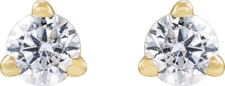 1/6 Ctw Lab-Grown Diamond 3-Prong Basket Style Stud Earrings - Yellow Gold - Lab Grown Diamond
