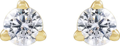 1/6 Ctw Lab-Grown Diamond 3-Prong Basket Style Stud Earrings - Yellow Gold - Lab Grown Diamond