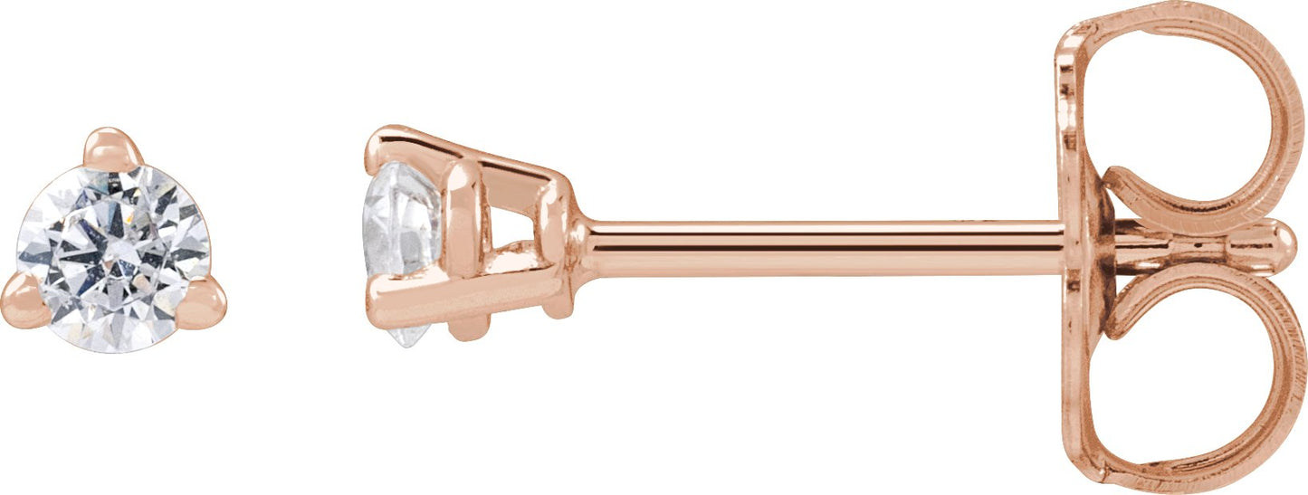 1/6 Ctw Lab-Grown Diamond 3-Prong Basket Style Stud Earrings - Rose Gold - Lab Grown Diamond