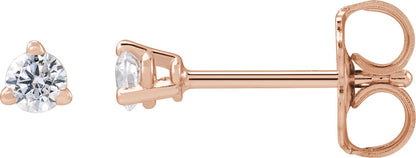 1/6 Ctw Lab-Grown Diamond 3-Prong Basket Style Stud Earrings - Rose Gold - Lab Grown Diamond