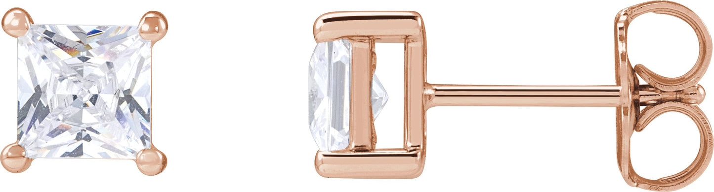 1 Ctw Lab-Grown Diamond Square 4 Prong Earring - Rose Gold - Lab Grown Diamond