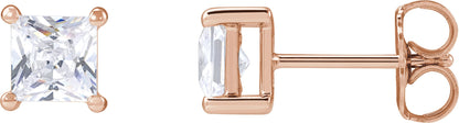 1 Ctw Lab-Grown Diamond Square 4 Prong Earring - Rose Gold - Lab Grown Diamond