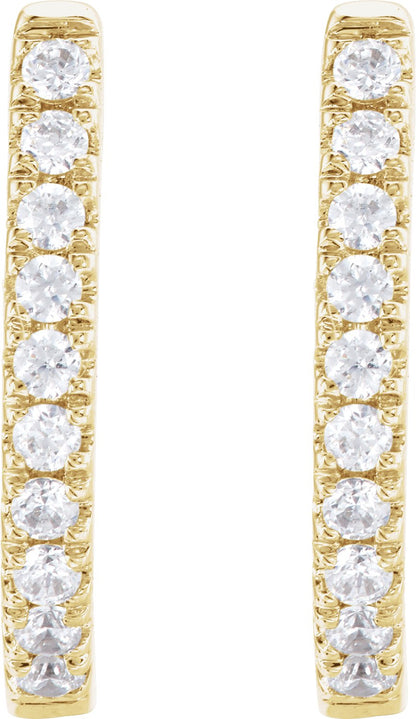 1/6 Ctw Lab-Grown Diamond Hoop Earrings - Yellow Gold - Lab Grown Diamond