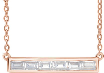 3/8 Ctw Straight Baguette Lab-Grown Diamond Necklace - Rose Gold - Lab Grown Diamond