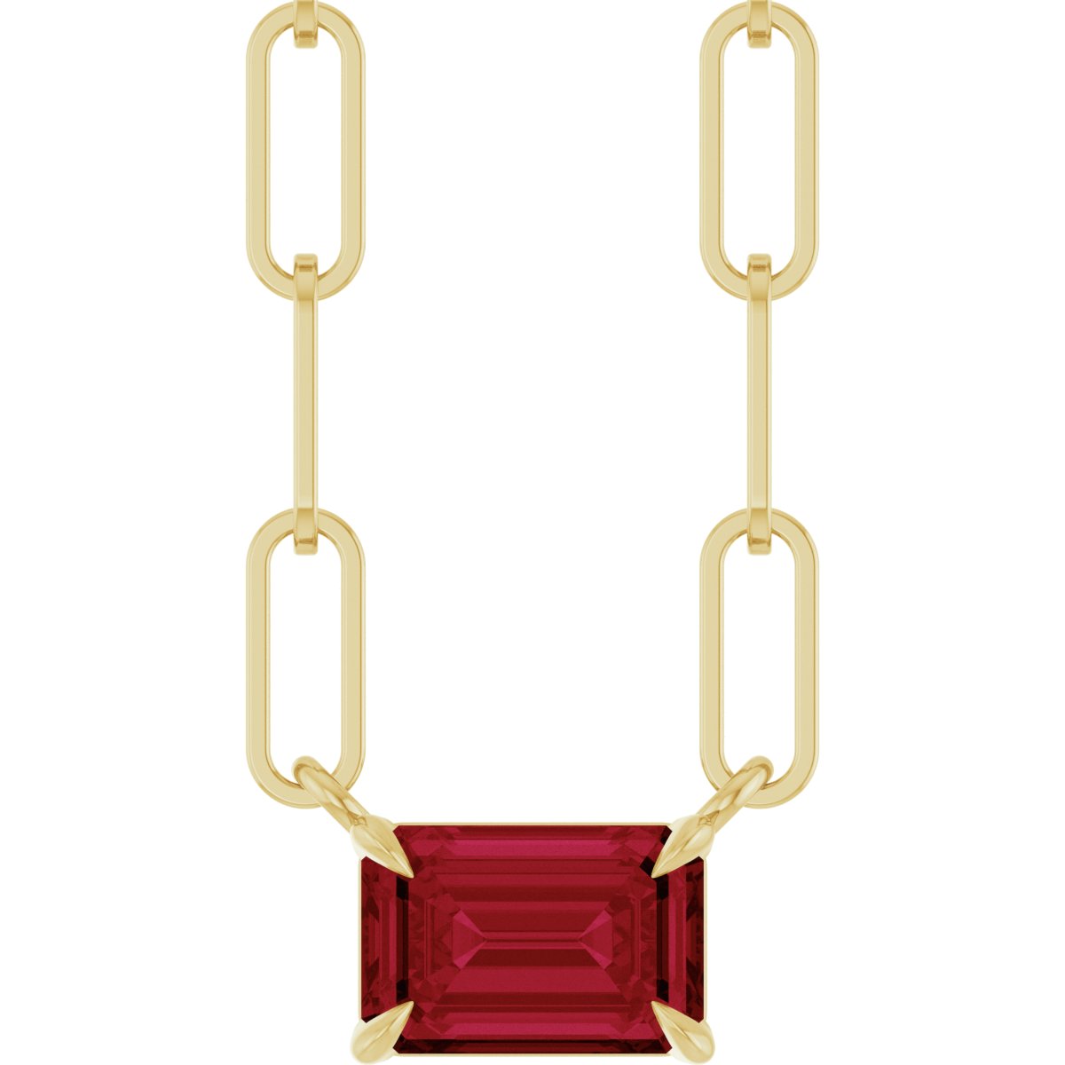 Emerald Lab-Grown Alexandrite Solitaire Claw Prong Necklace
