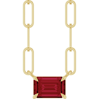 Emerald Lab-Grown Alexandrite Solitaire Claw Prong Necklace