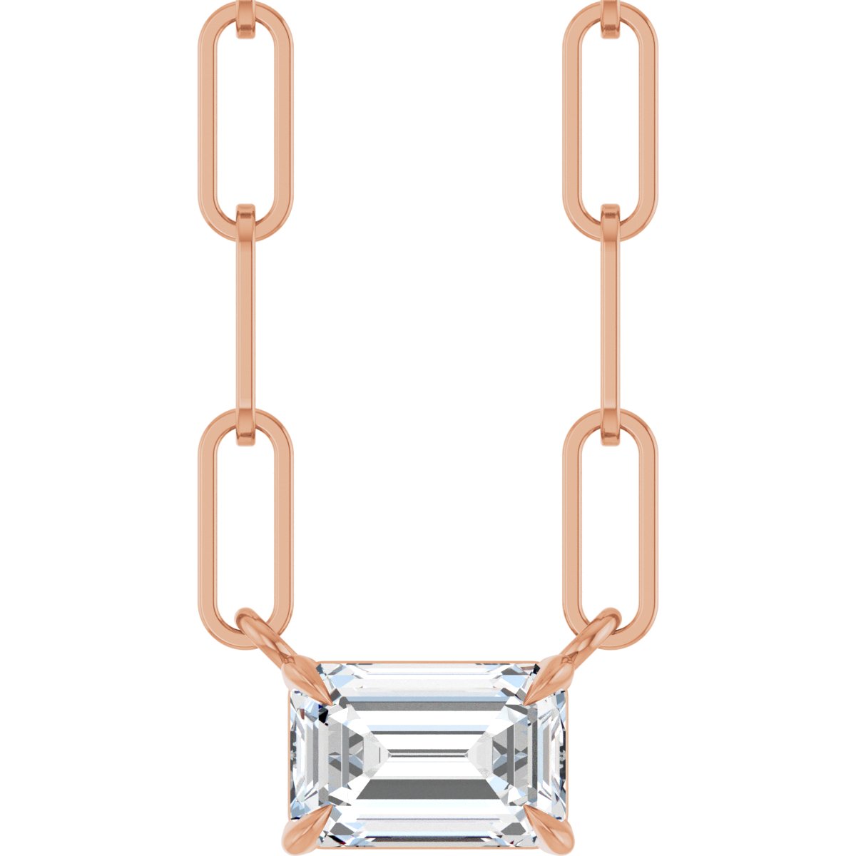 5/8 Ct Emerald Lab-Grown Diamond Solitaire Claw Prong Necklace