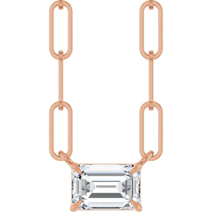 5/8 Ct Emerald Lab-Grown Diamond Solitaire Claw Prong Necklace