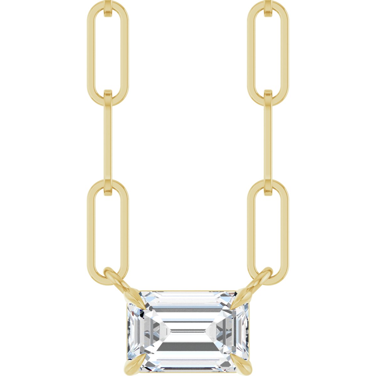 5/8 Ct Emerald Lab-Grown Diamond Solitaire Claw Prong Necklace