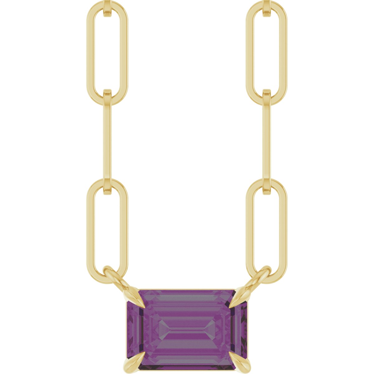 Emerald Lab-Grown Emerald Solitaire Claw Prong Necklace