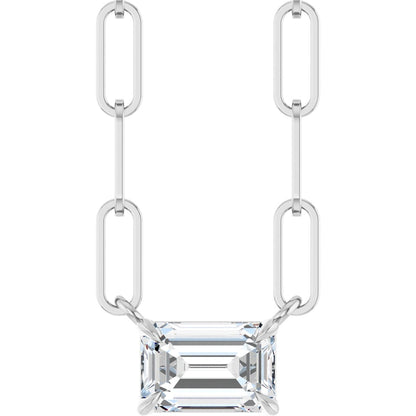 5/8 Ct Emerald Lab-Grown Diamond Solitaire Claw Prong Necklace - Lab Grown Diamond