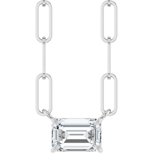 5/8 Ct Emerald Lab-Grown Diamond Solitaire Claw Prong Necklace - Lab Grown Diamond