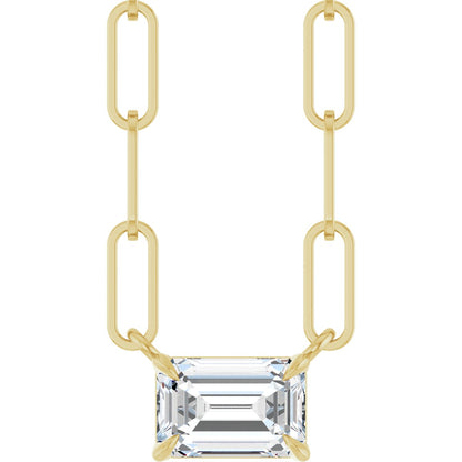 5/8 Ct Emerald Lab-Grown Diamond Solitaire Claw Prong Necklace - Lab Grown Diamond