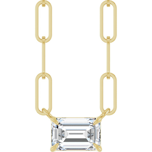 5/8 Ct Emerald Lab-Grown Diamond Solitaire Claw Prong Necklace - Lab Grown Diamond