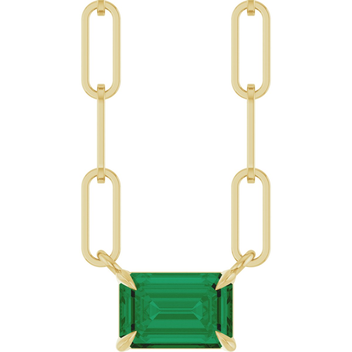 Emerald Lab-Grown Ruby Solitaire Claw Prong Necklace