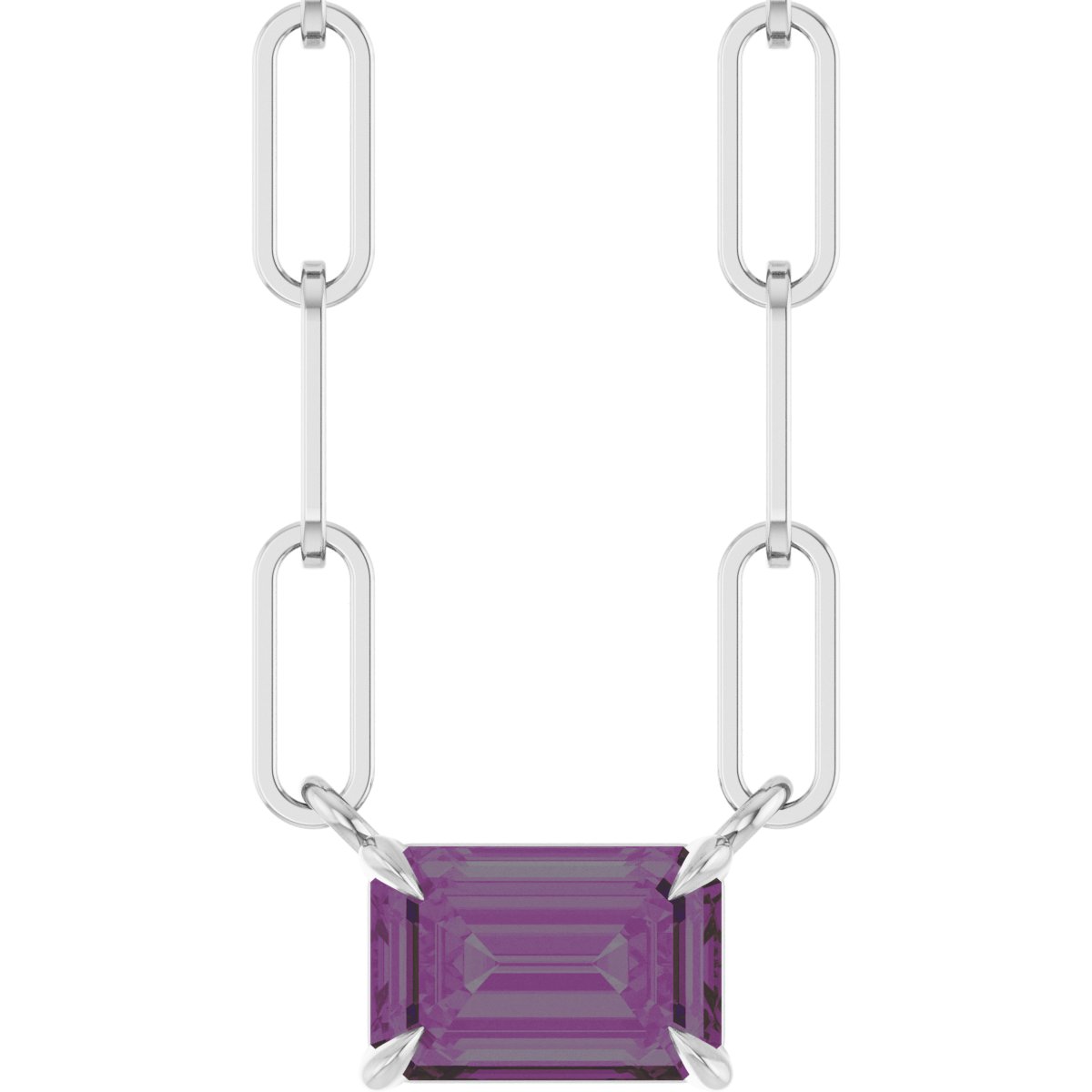 Emerald Lab-Grown Alexandrite Solitaire Claw Prong Necklace - Lab Grown Diamond